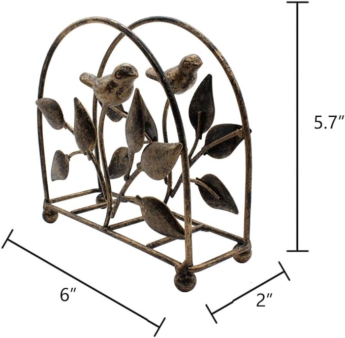 Cast Iron Bird & Tree Classic Napkin Holder/Tabletop Freestanding Tissue Dispenser, Bronze