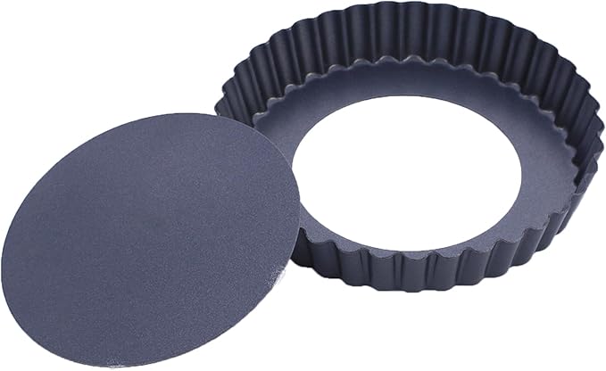 Mooisco 7 Inch Tart Pan Fluted Fruit Pie Pans with Removable Base Nonstick Coating Tarts Molds for Baking Supply For Pizza Tartlet Cake Quiche