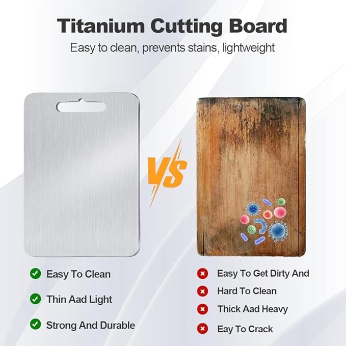 HYUEE Pure Titanium Cutting Board Food Grade Cutting Board Non-slip surface, lightweight, not easy to deform, suitable for outdoor camping and kitchen use - Dishwasher safe(18"L x 12"W)
