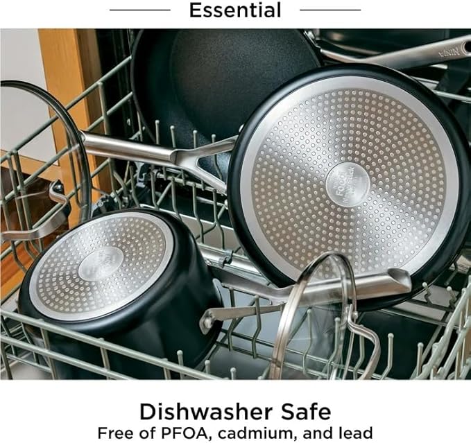 Ninja NeverStick Essential 10-Piece Cookware Set, C19010 – Durable Nonstick Pots & Pans, Hard-Anodized, Oven Safe to 500°F, Even Heat Distribution, Metal-Utensil Safe, Dishwasher Safe