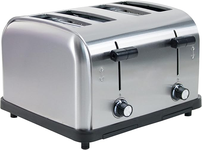 Clivia Commercial Toaster for Restaurant, 4 Slice Toaster,Commercial Bread Heating Machine, Automatic Pop-Up,Stainless Steel Bread Ovens,Silver