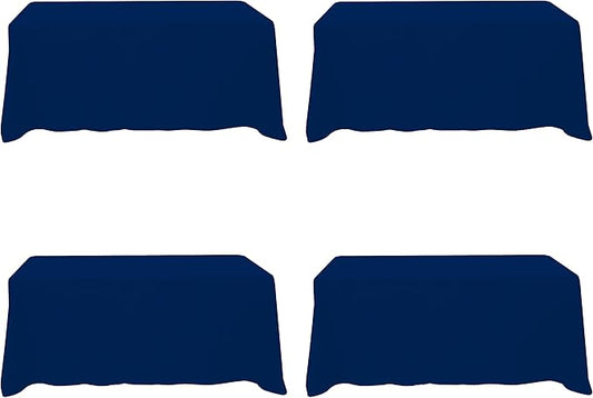 BRILLMAX 4 Pack Navy Blue Tablecloths 90 x 132 Inch for 6ft Rectangle Tables - 150 GSM Polyester Fabric, Floor Length Drop, Water, Stain & Wrinkle Resistant Cloth Cover for Wedding Reception Banquet