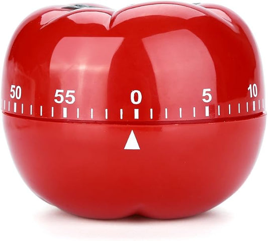 Tomato Shaped Mechanical 60 Minutes Countdown Timer Kitchen Cooking & Baking Helper Count Up Down Magnetic Timer Clock with Alarm Fast Setting(7.2x5.5cm)
