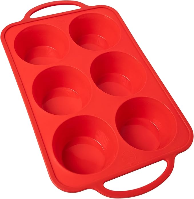 BAKE BOSS Silicone Jumbo Muffin Pan 6 Cup–Non-Stick Cupcake Pans for Baking, Heavy-Duty Large Silicone Muffin Pans for Baking, BPA-Free, Easy-Release, Oven & Dishwasher Safe