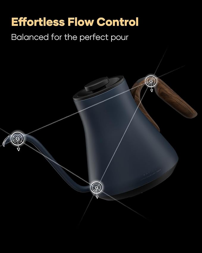 Cocinare FLOW B9 Gooseneck Electric Kettle, Precise Temperature Control for Pour-Over Coffee & Tea Brewing, Stainless Steel Interior, Rapid Heating for Boiling Water 0.9L (Picasso Blue)