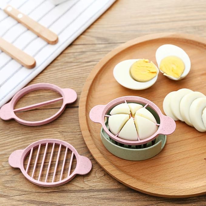 Egg Slicer Set with 3 Cutters Cut Boiled Eggs Into Thin Slices Easy Manual Egg Slicing - No Power No Noise - Great for Sandwiches with Slicer Stand Green