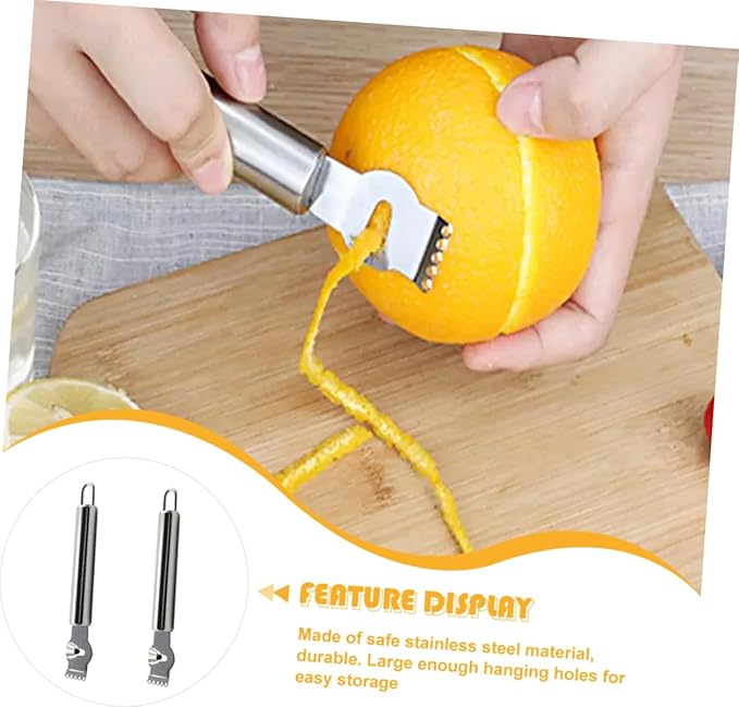 STOBAZA 2pcs Lemon Zester Graters Ergonomic Kitchen Tools for Peeling and Grating for Baking and Cooking Includes Hanging for Storage