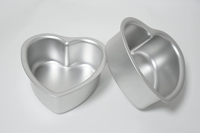 kefyixc Heart-shaped cake pan, heart-shaped cake tin, aluminum, 6-inch heart-shaped-pan, for weddings, parties, family and other occasions cake (6 x 3 Inch,Set of 2)