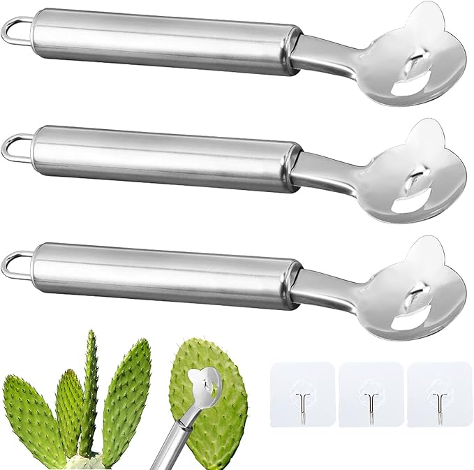 3Pcs Cactus Peeler Tool Stainless Steel Cuchara Pelador de Nopales Chinese Knife Sliced Noodle Tool for Kitchen Cooking Noodle