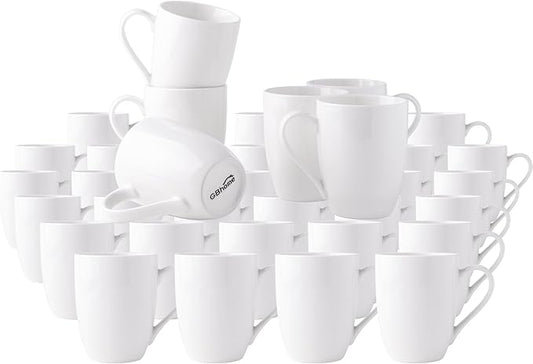 GBHOME 12 OZ Off White Coffee Mugs, Ceramic Coffee Cups Set with Large Handle for Man, Woman, Light Weight Coffee Mugs for Latte/Cappuccino/Cocoa/Milk, Dishwasher & Microwave Safe, 36 pcs