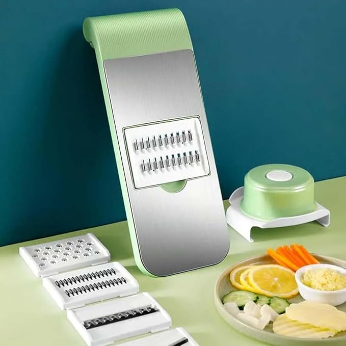 Multifunctional Vegetable Cutter, Portable Mandoline Slicer for Kitchen, Adjustable Vegetable Cutter with Stainless Steel Blades, Home Essentials & Kitchen Gadgets (3Blades/Set)