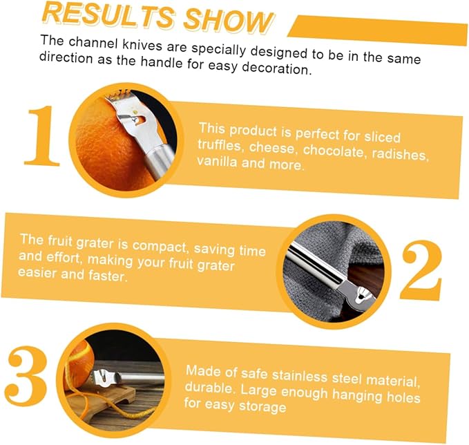 2pcs Lemon Zester Grater Stainless Steel Fruit Vegetable Slicer for Zesting Peeling Citrus Scraping Tool for Kitchen Restaurant Home