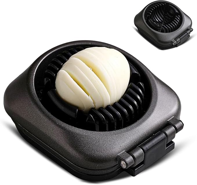 Egg Slicer, 2 in 1 Egg Slicer for Hard Boiled Eggs, Stainless Steel Wire Egg Slicers, Kitchen Multipurpose Egg Cutter with Storage Box, for Cutting Eggs, Strawberries and Cherry Tomatoes (Gray)