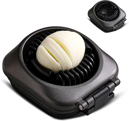 Egg Slicer, 2 in 1 Egg Slicer for Hard Boiled Eggs, Stainless Steel Wire Egg Slicers, Kitchen Multipurpose Egg Cutter with Storage Box, for Cutting Eggs, Strawberries and Cherry Tomatoes (Gray)