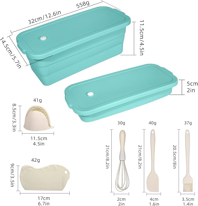 CHICHAUS Large size foldable silicone bread loaf pan with lid,11x4.7 Inch easy to store non stick Bread Baking Pans,Sourdough Bread Pan with Baking Tool Supplies Kit for Homemade Bread, Cake