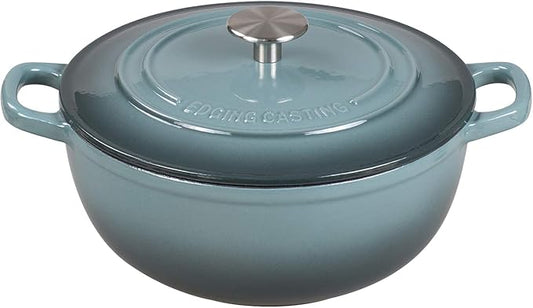EDGING CASTING Enameled Cast Iron Dutch Oven Pot with Lid for Sourdough Bread Baking, Bread Dutch Ovens, Cooking Pots, 5 Quart, Slateblue