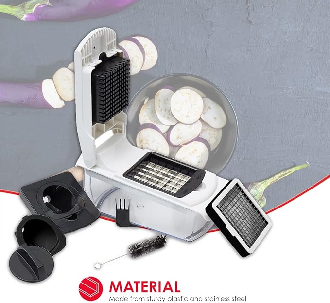 Home Basics Mandoline Slicer with Storage, White | 4 Blades for Grating, Cutting, Peeling and Julienne Slicing | Built In Chopping Lid | Easy to Wash | Makes Meal Prep Easy
