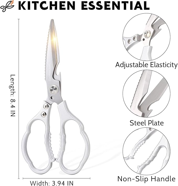 Kitchen Shears & kitchen scissors All Purpose | kitchen gadgets-Heavy Duty Stainless Steel Meat Poultry Food Scissors, Dishwasher Safe for Home and Kitchen Essentials, Utensils, Gadgets, Accessories