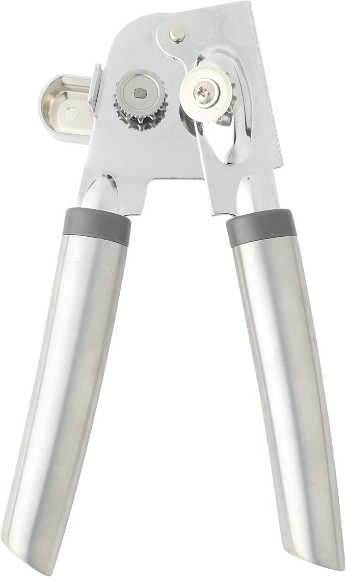 Oster Chadswyck 8” Can Opener, Stainless Steel Manual Can Opener with Soft Grip Handles, Smooth Edge Cutting, Dishwasher Safe
