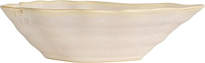 Creative Co-Op Oyster Shaped Stoneware Bowl, Cream