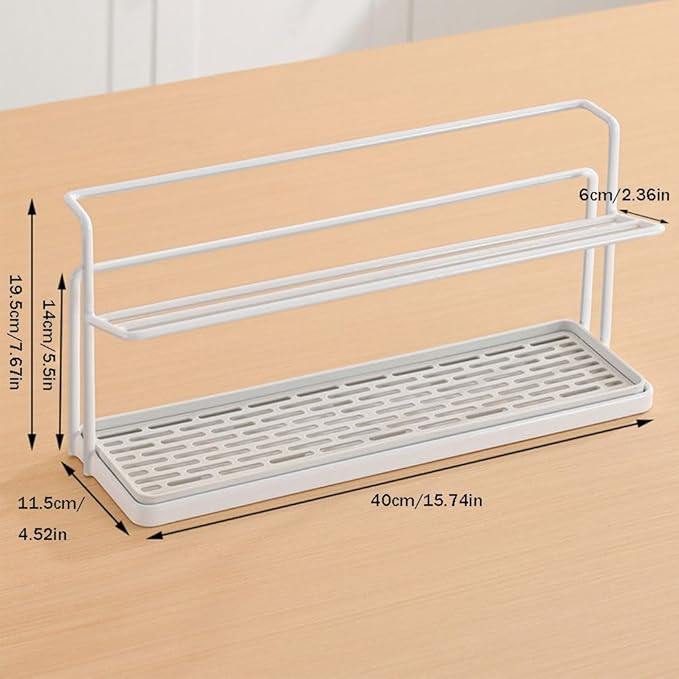 Water Bottle Drying Rack Cup Storage with Drain Tray Mug Organizer for Kitchen - 2 Tiers (Black)