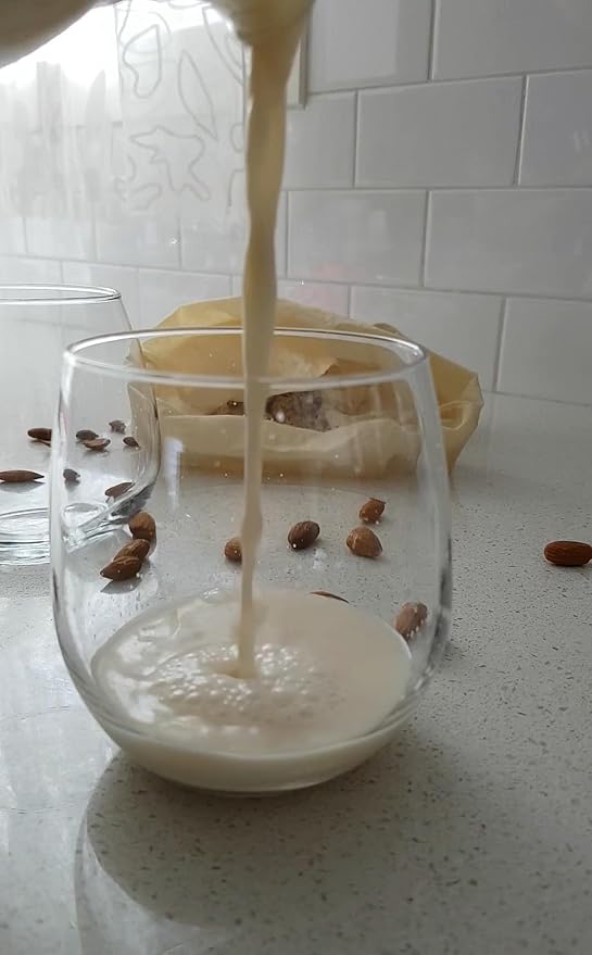 Organic Reusable Nut Milk Bag for straining almonds, cashews, oats, rice, hemp seeds and more, Cold Brew Coffee & Dry Bulk Food Bag - Made in Canada of Hemp and Organic Cotton - 100% Natural.