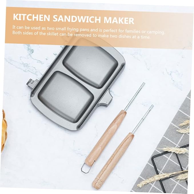 Non Stick Sandwich Frying Pan Double Sided Frying Pan Stovetop Press Breakfast Sandwich Maker Cooking Utensils