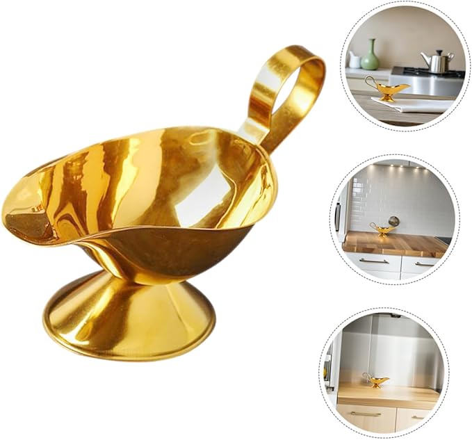 Multi-Functional Stainless Steel Gravy Boat with Thickened Design for Serving Sauces Dressings and Gravy for Home Dining and Entertaining