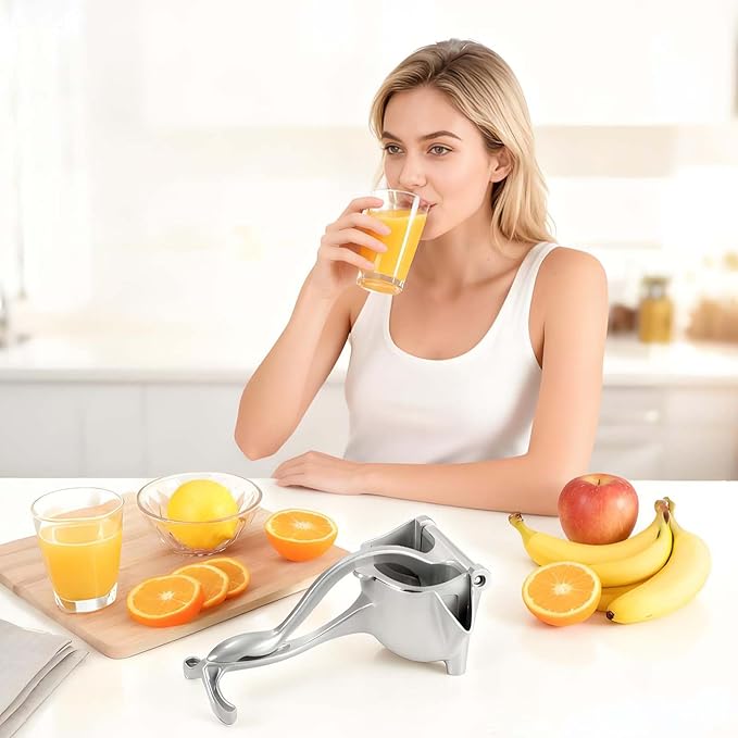 Aluminum Alloy Manual Hand Press Juicer for Citrus Fruits, Fresh Fruit Juice Extractor, Lemon Orange Lime Grapefruit Pomegranate Squeezer (2 PCS)