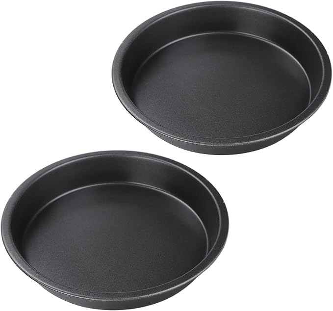 TOPINCN Pizza Pan,2Pcs Non Stick Pizza Pan Deep Thickened Carbon Steel Baking Pan for Kitchen Bakery(6 inches)