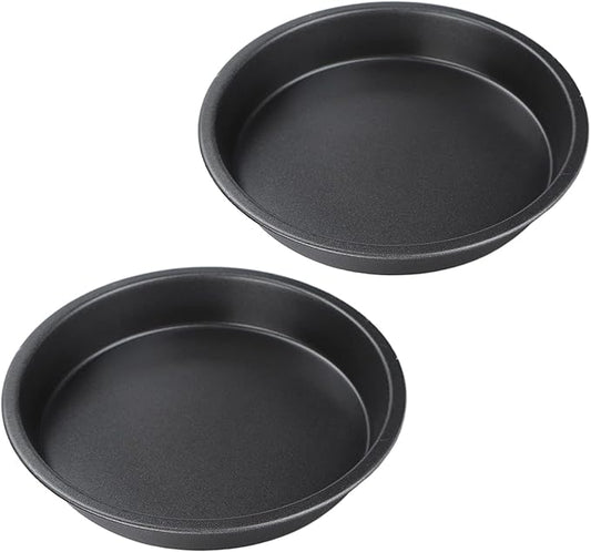 TOPINCN Pizza Pan,2Pcs Non Stick Pizza Pan Deep Thickened Carbon Steel Baking Pan for Kitchen Bakery(6 inches)