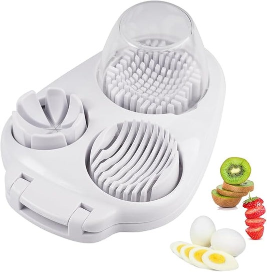 3 In 1 Egg Slicer For Hard Boiled Eggs, Strawberry Slicer Grape Cutter, 2026 New Stainless Steel Dicer Egg Slicer Dishwasher Safe, Fruit Cutter For Egg Strawberry Mushroom