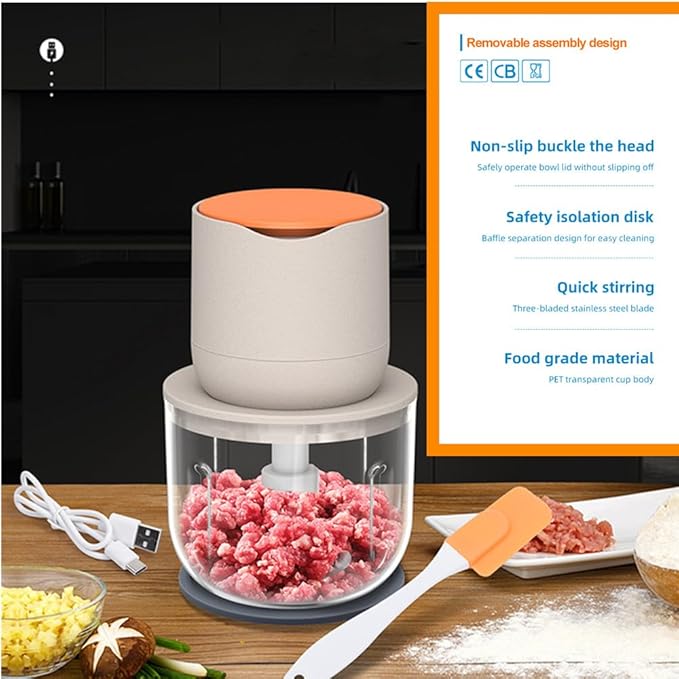 LVSENLIN Wireless Electric Food Processor，600ML Electric Food Chopper For Meat,Onions,vegetables,Garlic,Complementary Food, Meat Chopper Blender
