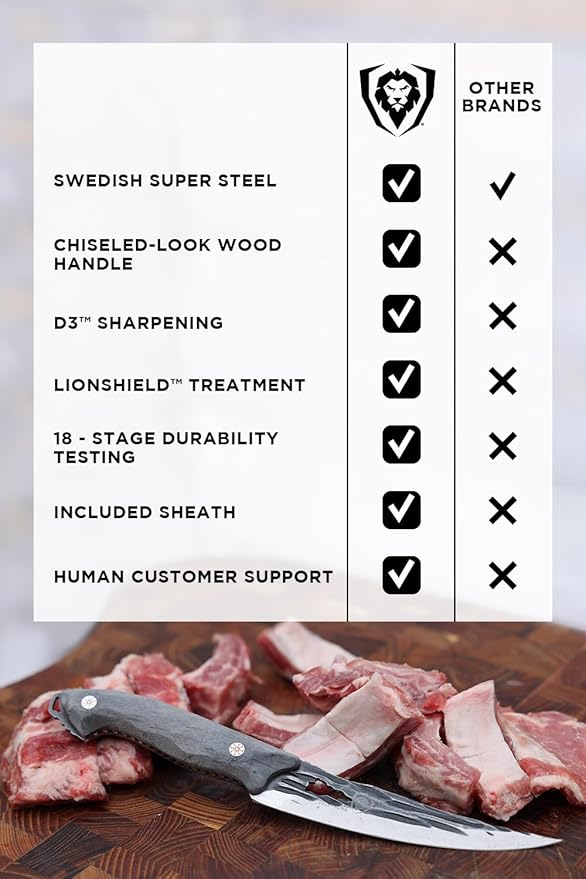 Dalstrong Curved Fillet Boning Knife 6”- Barbarian Series - Premium Swedish 14C28N High Carbon Stainless Steel - Black Brown Wood Handle Knife - Professional Fillet Knife- Sheath Included