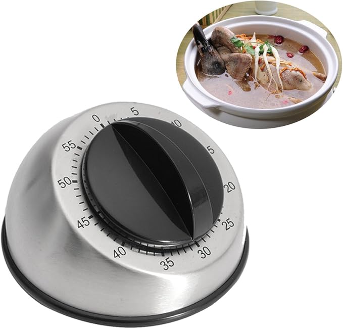 Kitchen Timer for Cooking, Mechanical Stainless Steel Chef Cooking Magnetic Timer, Easy-to-Read 2.5” Dial, Loud Alarm Countdown Reminder for Cooking or Baking, Magnetic Backing, No Batteries Required