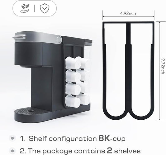 2Pcs Coffee Pod Holder for Keurig K-Cup, Side Mount Storage Organizer, Wall Mount Design, Space Saving K cup holder, Perfect for Counters Small Space(2 Packs/for 16 K Cups)