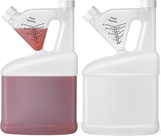 2 Pcs 64 oz Measure Container Tip and Pour Measuring Containers Plastic Measuring Bottle, up to 4oz Measuring Capacity