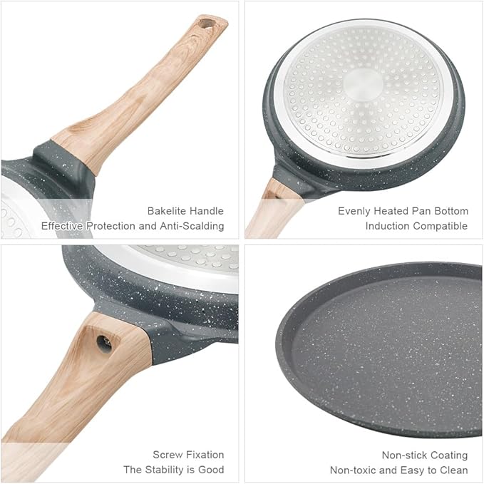 Bobikuke 8 inch Crepe Pan, Nonstick Pan for Crepes Omelette Tortillas Crispy Pancake, Dosa Tawa Tortilla Pan, Griddle Pancake Pan for Roti Indian - Black