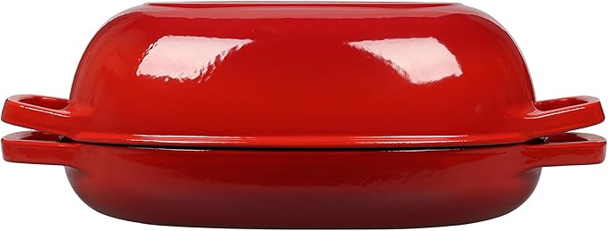 EDGING CASTING Enameled Cast Iron Oval Dutch Oven Pot with Lid, Dutch Oven for Sourdough Bread Baking, Oval Bread Pan, Bread Oven, Bread Dutch Oven, 5qt, Red