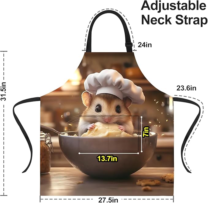 Funny Cat Apron with 2 Pockets Waterproof for Men Women Kitchen Garden Decor