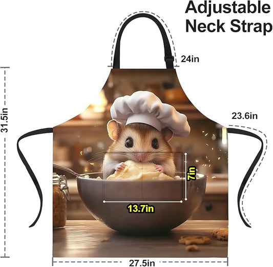 Funny Cat Apron with 2 Pockets Waterproof for Men Women Kitchen Garden Decor