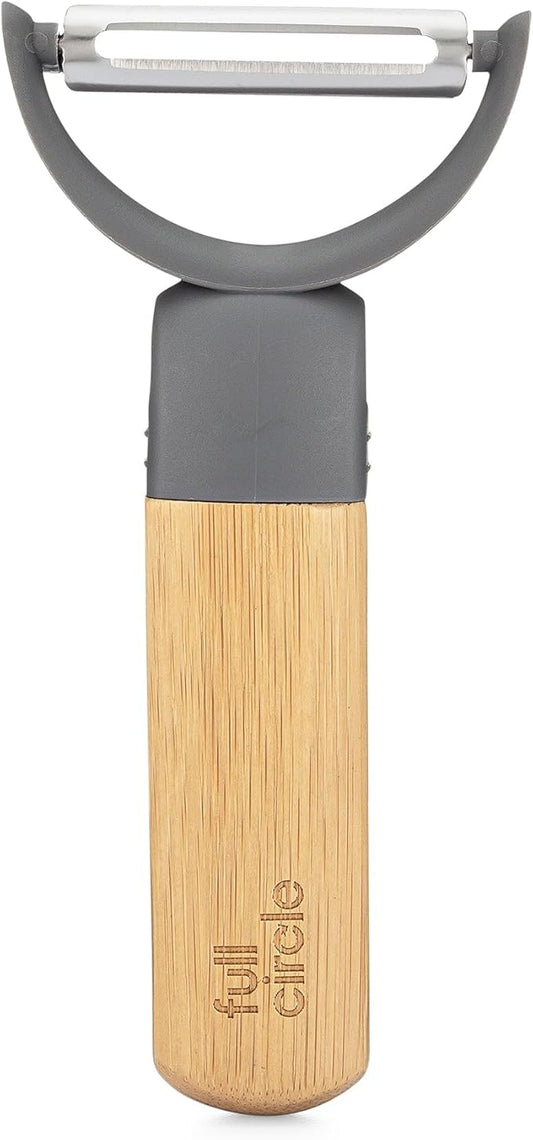 Full Circle Peel Good Collection Y Peeler – Bamboo and Stainless Steel Fruit and Vegetable Peeler – Removable Swivel Head - Kitchen Tool for Squash, Sweet Potatoes and More