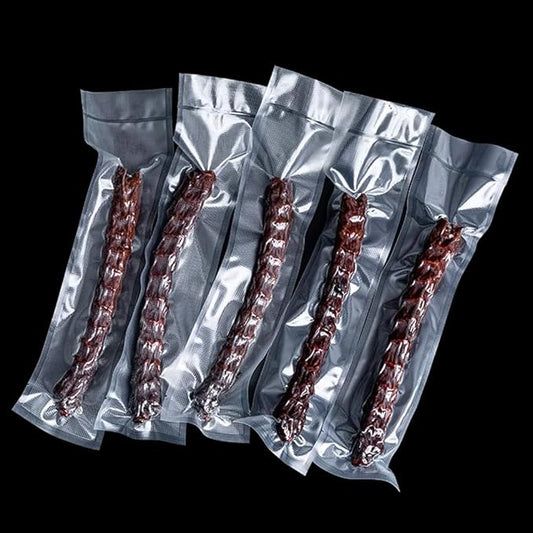 500 Pack Clear Vacuum Bags 1.57x9.84 inch (Inside Size 1.18x9.45 inch) for Food Saver Flat Open Top Embossed Vacuum Sealer Bag Food Storage Packaging Pouch with Tear Notch