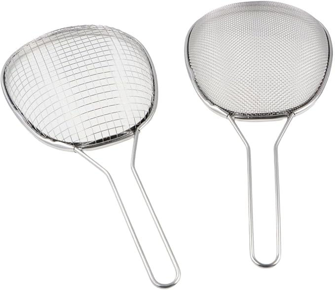 Stainless Steel Ladle Strainer for Cooking and Frying, Food Strainer Colander Stainless Steel Mesh Strainer Pasta Spaghetti Strainer Frying Spoon