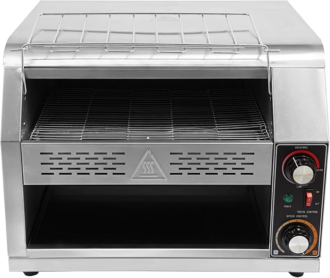 Commercial Conveyor Toaster with Temp & Speed Control Countertop Bread Oven Restaurant Cafe Toaster for Bread Buns Bagels Donuts Sandwiches (450 Slices/H)