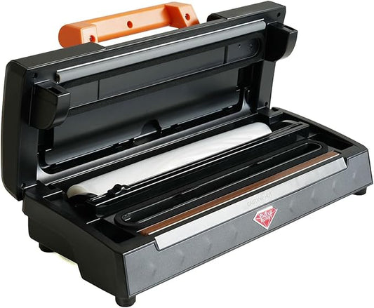 Precision Vacuum Sealer,120W Powerful 90Kpa Sealer For Food Storage,Household 8-in-1 Function,Easy Hand-Lock,Double Pump Vacuum Sealer Machine with Bags Storage, Built-in Cutter,Orange Color