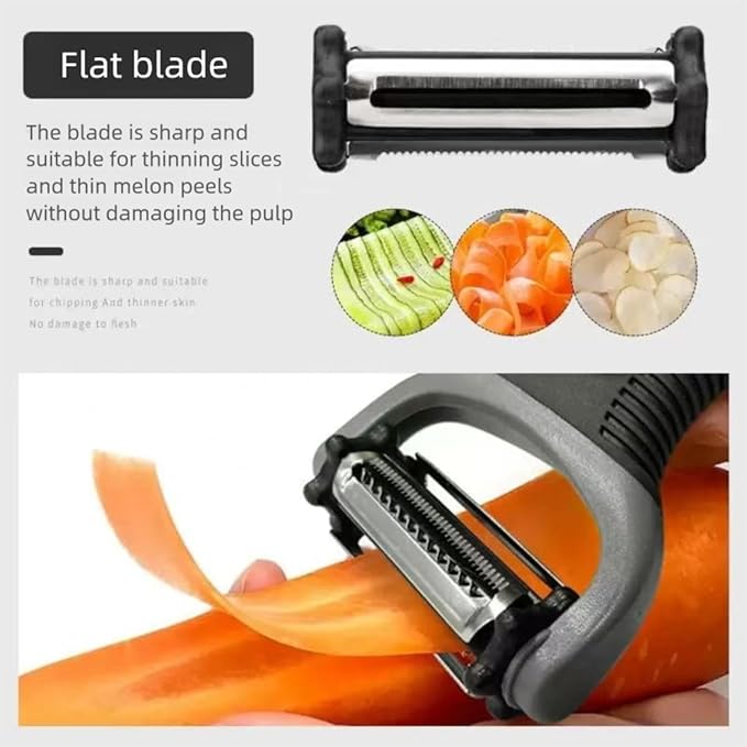 3 in 1 Vegetable Peelers for Kitchen, Adjustable Blade Switching Function, Carrots, Apples, Cucumbers, Julienne, Slicer, Sharp Stainless Steel, Non-Slip Handle