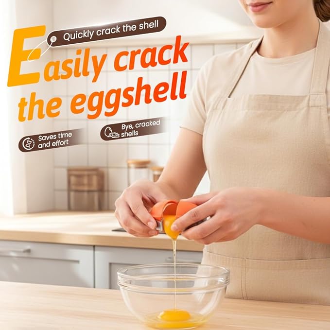 2026 New Egg Shell Opener, Stainless Steel Egg Cracker Tool, Multifunctional Egg Shell Opener for Raw & Hard-Boiled Eggs, Handheld Kitchen Gadget for Easy Peeling & Separating (3, Yellow)