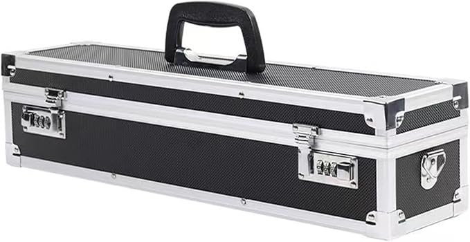 Flydoniso Chef’s Knife Case Aluminum Hard Case with Dual Combination Locks Cultery Carrier Portable Knife Organizer Block Holders Protectors With 8 Slots Can Hold Home Kitchen Knife Tools Up To 17.5”