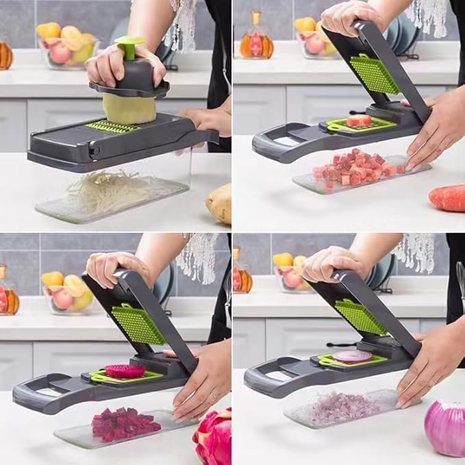 A.D. International 16 In 1 Handheld Manual Kitchen Multifunctional Potato Veggie Grater Mandoline Slicer Machine Onion Cutter And Vegetable Chopper (Kitchen Gadget & Essential)